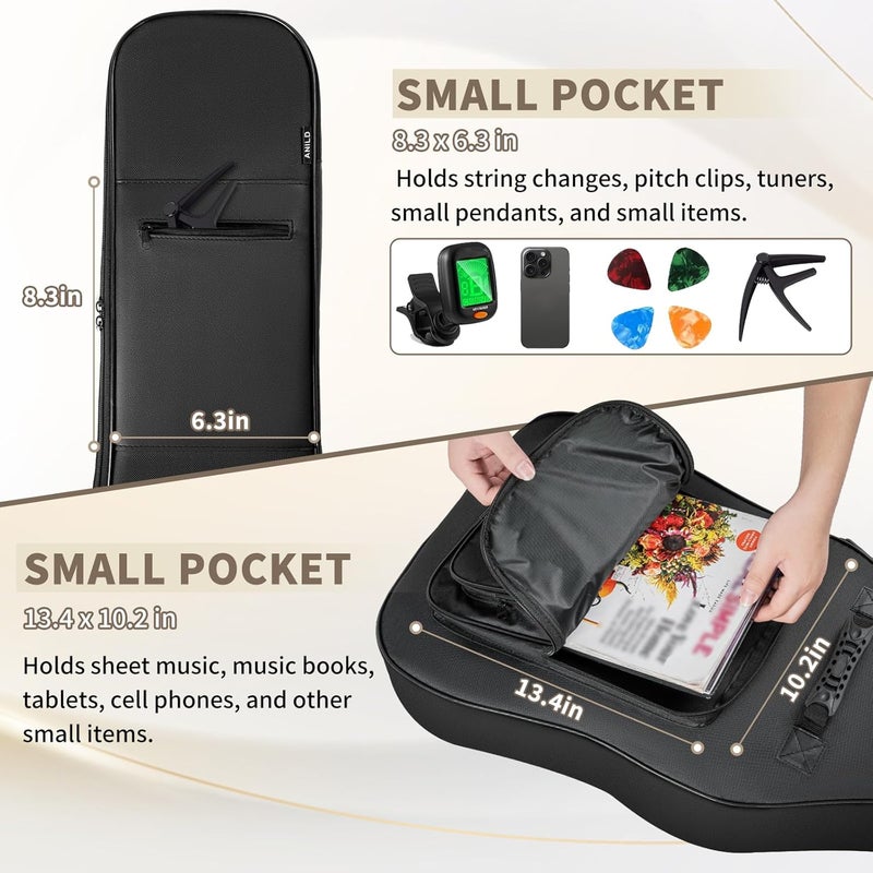 ANILD Bass Guitar Bag Bass Guitar Case Gig Backpack with Thick Padding Dual Adjustable Shoulder Strap Back Hanger Loop Anti-theft Pocket - Image 3